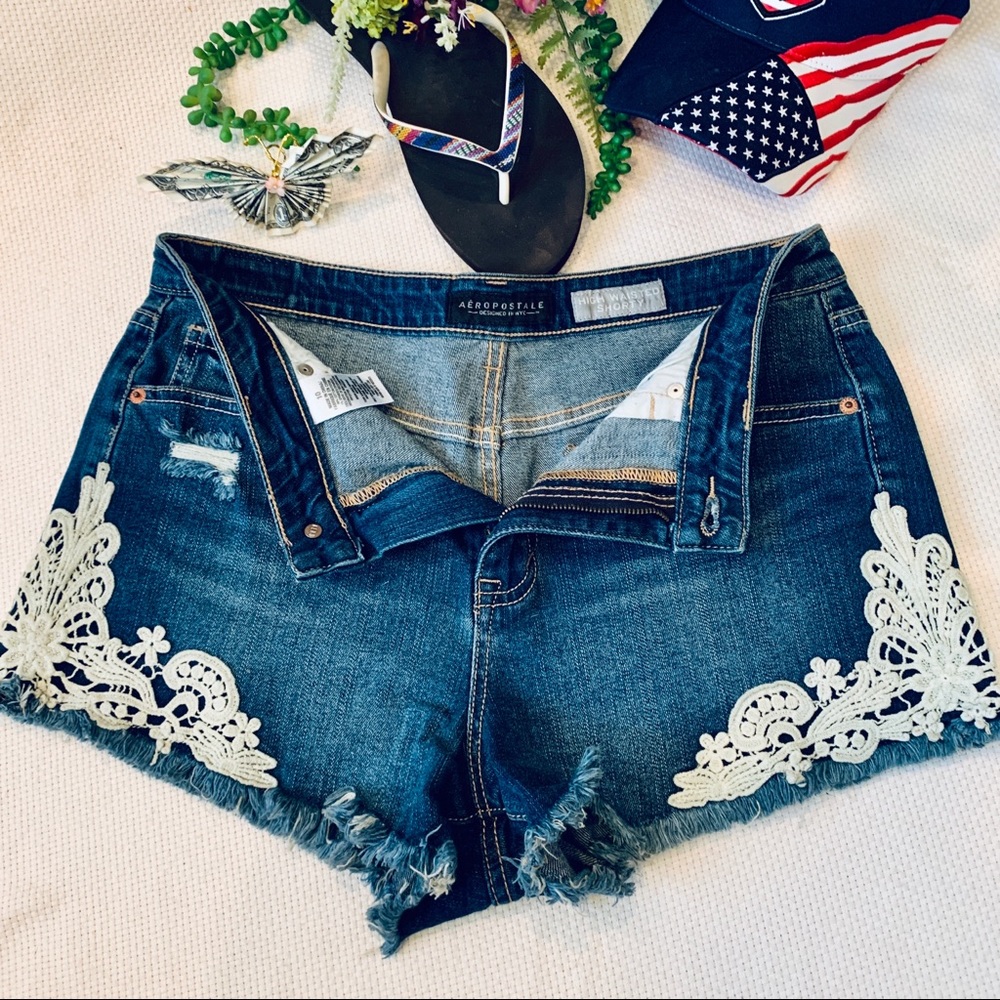 Aeropostale High Waisted Shorty Jean Shorts Sz 10